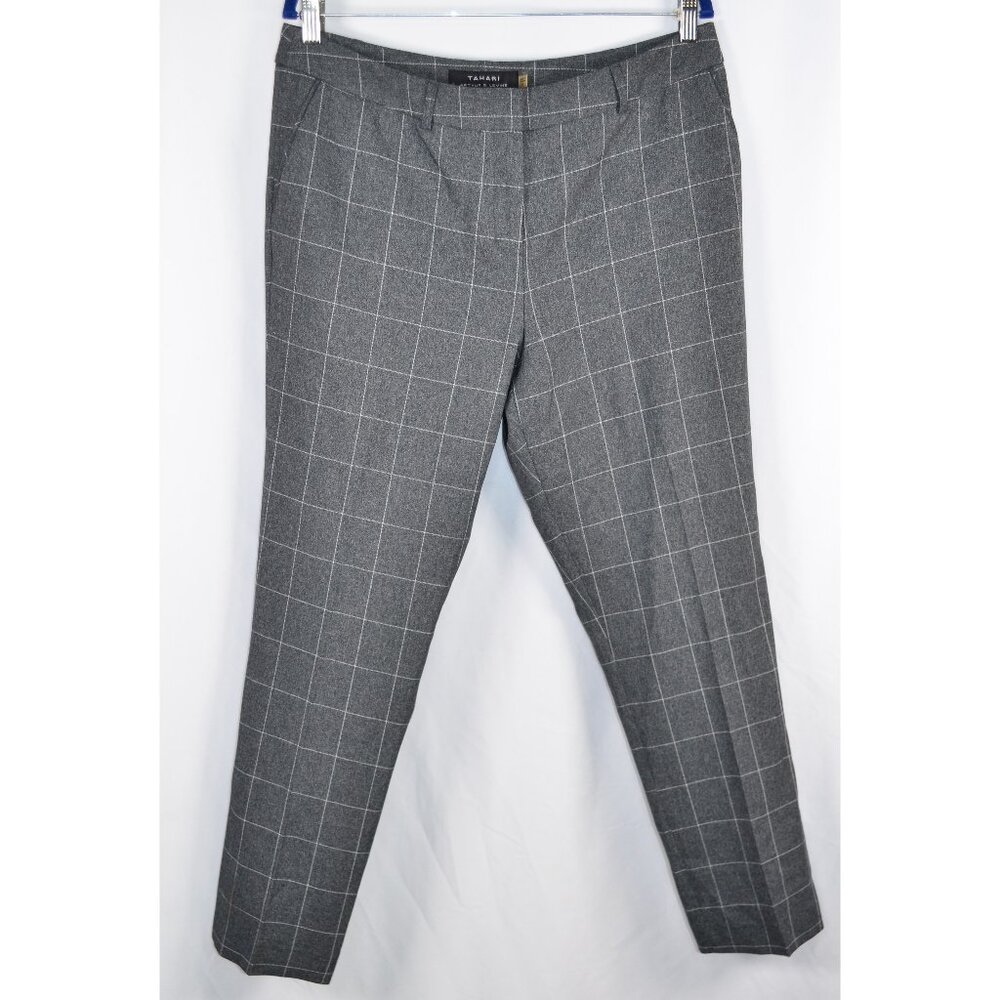 Tahari ASL Plaid Pants Gray/White Size 12